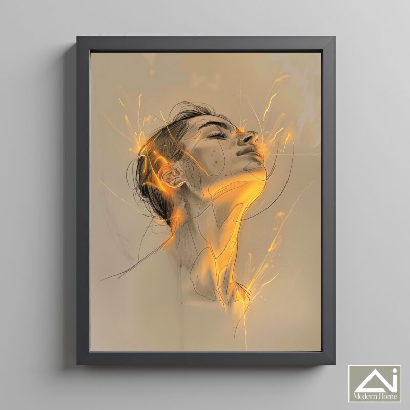 Girl with light glowing neck